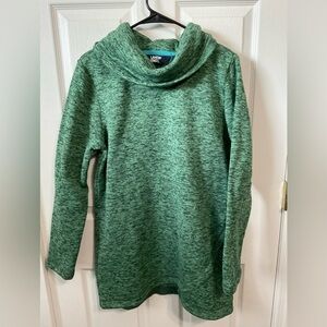 Land’s end. Cowl neck green knit sweater. Size M.